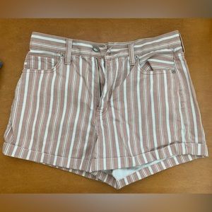 American eagle pink striped mom jean shorts size 8